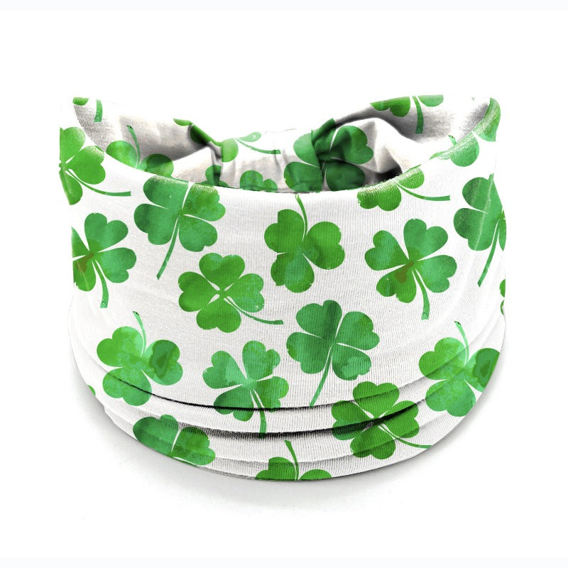 Wholesale St. Patrick's Day Printed Irish Shamrock Elastic Hairband Wide Bandana